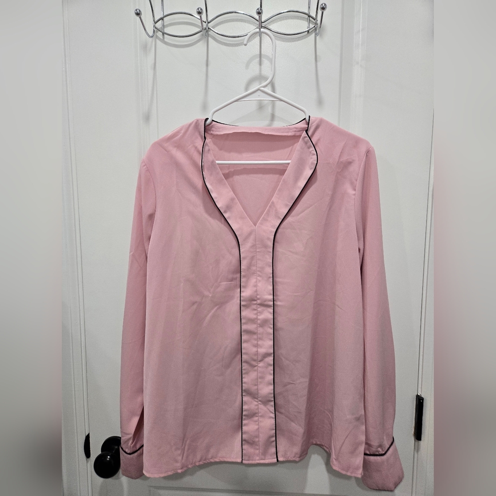 Blush Pink Long-Sleeve Blouse